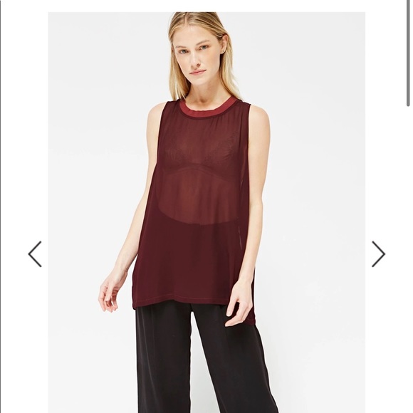 LACAUSA ‘Dad Shirt’ Sheer Tank - Olive - Picture 6 of 7